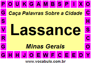 Caça Palavras Sobre a Cidade Lassance do Estado Minas Gerais