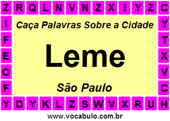 Caça Palavras Sobre a Cidade Leme do Estado São Paulo