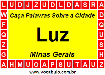 Caça Palavras Sobre a Cidade Mineira Luz