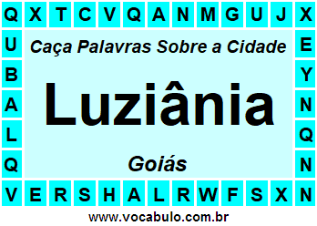 Caça Palavras Sobre a Cidade Goiana Luziânia