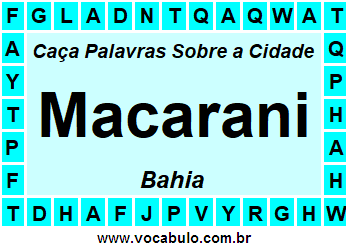 Caça Palavras Sobre a Cidade Macarani do Estado Bahia