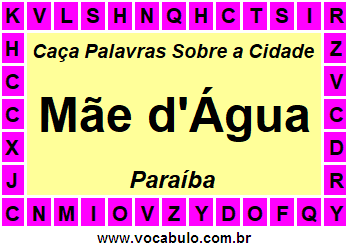 Caça Palavras Sobre a Cidade Paraibana Mãe d'Água