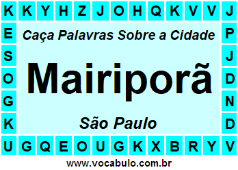 Caça Palavras Sobre a Cidade Paulista Mairiporã