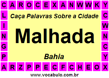 Caça Palavras Sobre a Cidade Baiana Malhada
