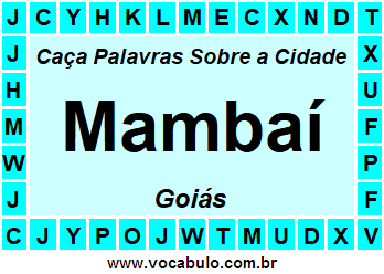 Caça Palavras Sobre a Cidade Mambaí do Estado Goiás