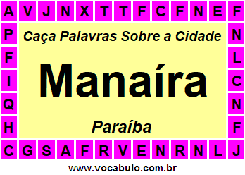 Caça Palavras Sobre a Cidade Paraibana Manaíra