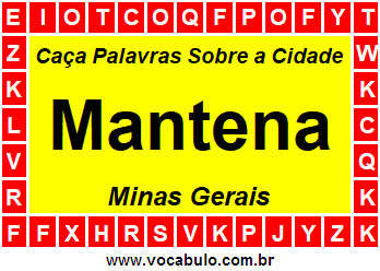 Caça Palavras Sobre a Cidade Mantena do Estado Minas Gerais