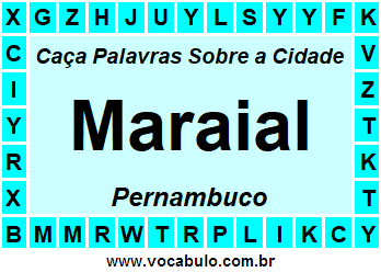 Caça Palavras Sobre a Cidade Pernambucana Maraial