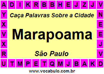 Caça Palavras Sobre a Cidade Paulista Marapoama