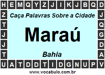 Caça Palavras Sobre a Cidade Maraú do Estado Bahia