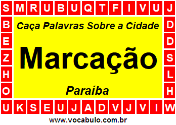 Caça Palavras Sobre a Cidade Marcação do Estado Paraíba