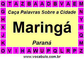 Caça Palavras Sobre a Cidade Maringá do Estado Paraná