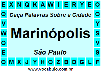 Caça Palavras Sobre a Cidade Paulista Marinópolis