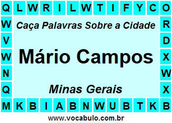 Caça Palavras Sobre a Cidade Mineira Mário Campos