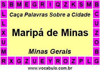Caça Palavras Sobre a Cidade Mineira Maripá de Minas