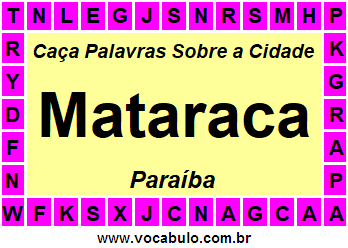 Caça Palavras Sobre a Cidade Mataraca do Estado Paraíba