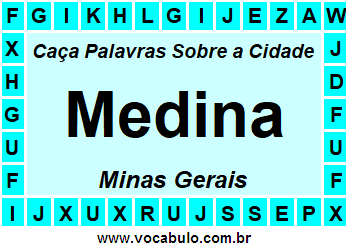 Caça Palavras Sobre a Cidade Mineira Medina