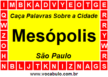 Caça Palavras Sobre a Cidade Paulista Mesópolis