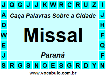 Caça Palavras Sobre a Cidade Missal do Estado Paraná
