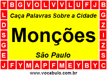 Caça Palavras Sobre a Cidade Monções do Estado São Paulo