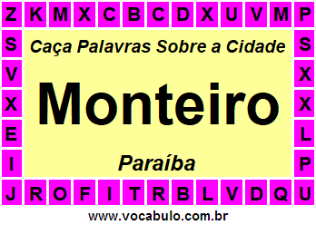 Caça Palavras Sobre a Cidade Paraibana Monteiro