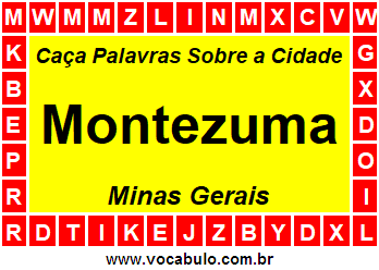 Caça Palavras Sobre a Cidade Mineira Montezuma