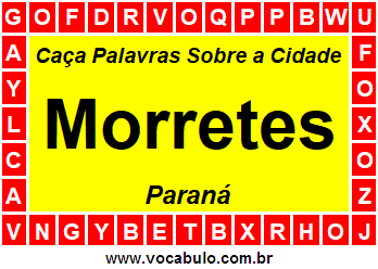 Caça Palavras Sobre a Cidade Morretes do Estado Paraná