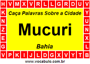 Caça Palavras Sobre a Cidade Mucuri do Estado Bahia