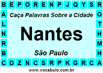 Caça Palavras Sobre a Cidade Nantes do Estado São Paulo