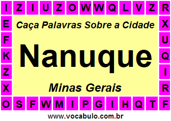 Caça Palavras Sobre a Cidade Nanuque do Estado Minas Gerais