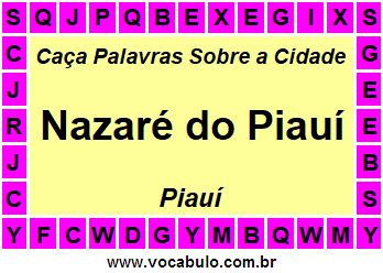Caça Palavras Sobre a Cidade Piauiense Nazaré do Piauí