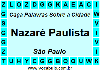 Caça Palavras Sobre a Cidade Paulista Nazaré Paulista