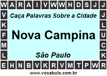 Caça Palavras Sobre a Cidade Nova Campina do Estado São Paulo