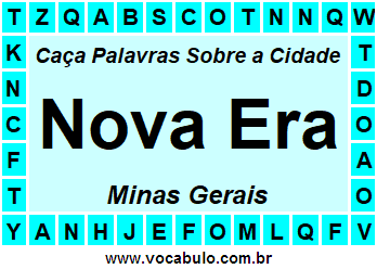 Caça Palavras Sobre a Cidade Mineira Nova Era