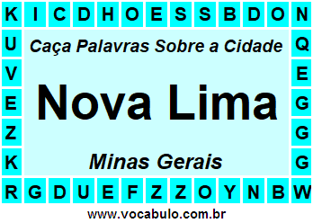 Caça Palavras Sobre a Cidade Nova Lima do Estado Minas Gerais