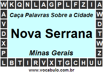 Caça Palavras Sobre a Cidade Nova Serrana do Estado Minas Gerais