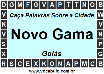 Caça Palavras Sobre a Cidade Novo Gama do Estado Goiás