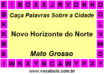 Caça Palavras Sobre a Cidade Novo Horizonte do Norte do Estado Mato Grosso