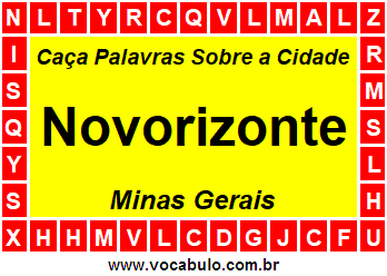 Caça Palavras Sobre a Cidade Novorizonte do Estado Minas Gerais