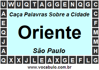 Caça Palavras Sobre a Cidade Oriente do Estado São Paulo