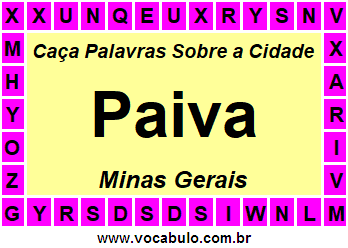 Caça Palavras Sobre a Cidade Mineira Paiva