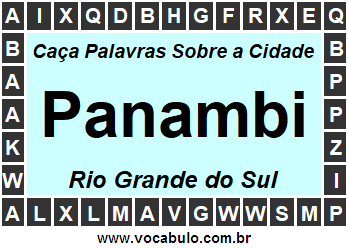 Caça Palavras Sobre a Cidade Panambi do Estado Rio Grande do Sul