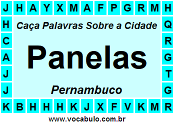 Caça Palavras Sobre a Cidade Panelas do Estado Pernambuco