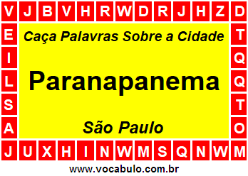 Caça Palavras Sobre a Cidade Paranapanema do Estado São Paulo