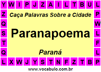 Caça Palavras Sobre a Cidade Paranaense Paranapoema