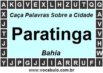 Caça Palavras Sobre a Cidade Baiana Paratinga