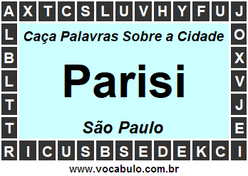 Caça Palavras Sobre a Cidade Parisi do Estado São Paulo