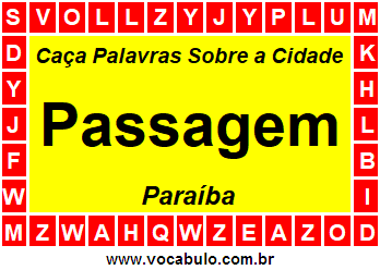 Caça Palavras Sobre a Cidade Passagem do Estado Paraíba