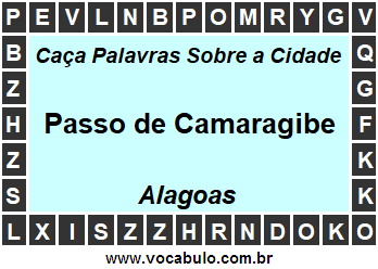 Caça Palavras Sobre a Cidade Alagoana Passo de Camaragibe