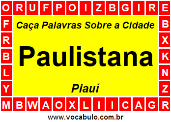 Caça Palavras Sobre a Cidade Piauiense Paulistana